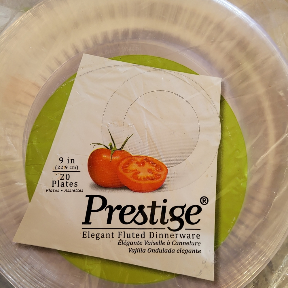 Prestige Elegant Fluted Dinnerware 9 in 20 plates lot of 3 Total 60 clear